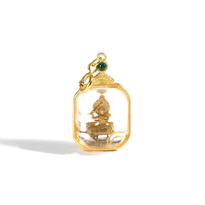 ZenWuxiang Manjushri White Crystal Silver Gold Plated Pendant (1.1x1.3cm)