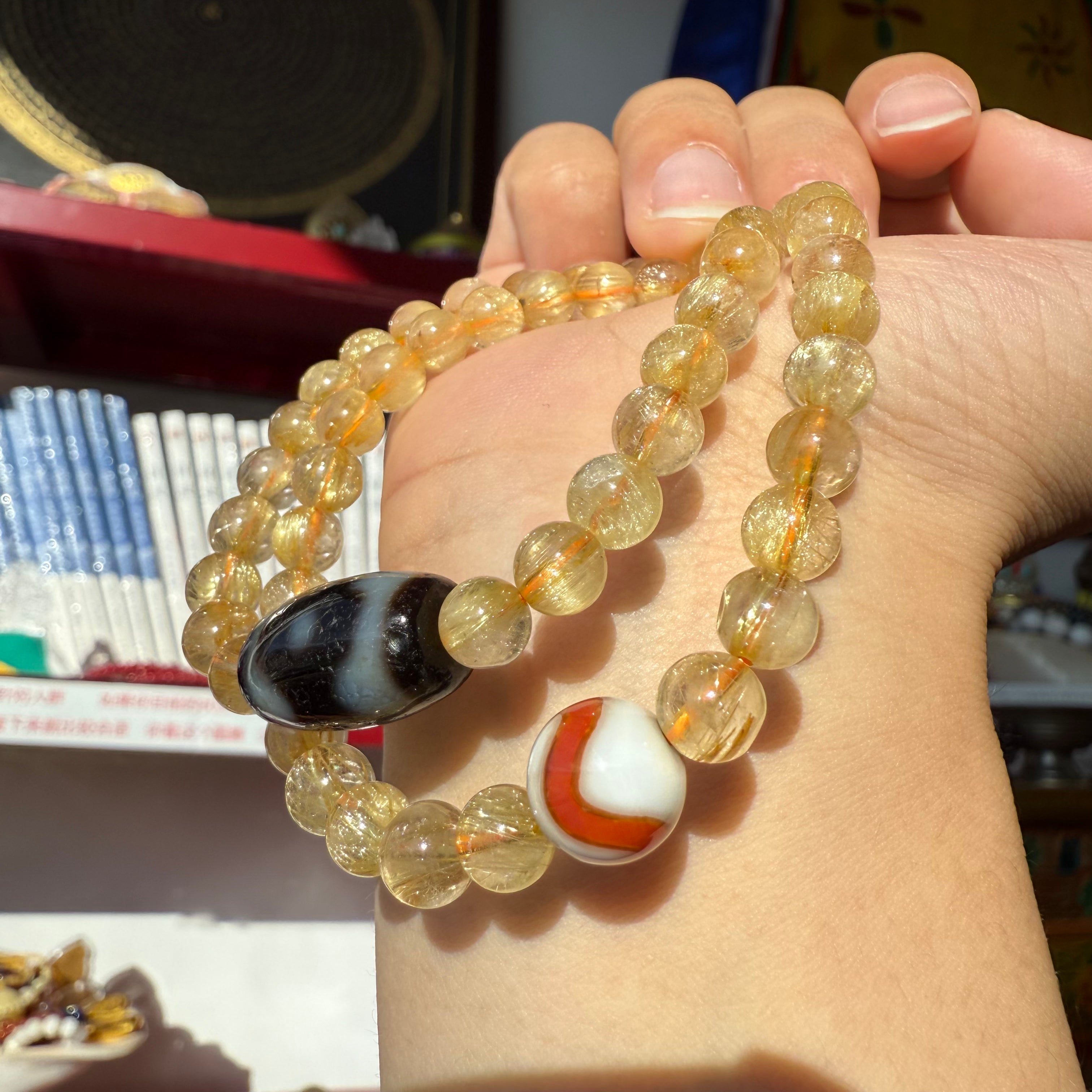 PurePeak Natural Citrine Three-Eye Dzi Fortune Pendant