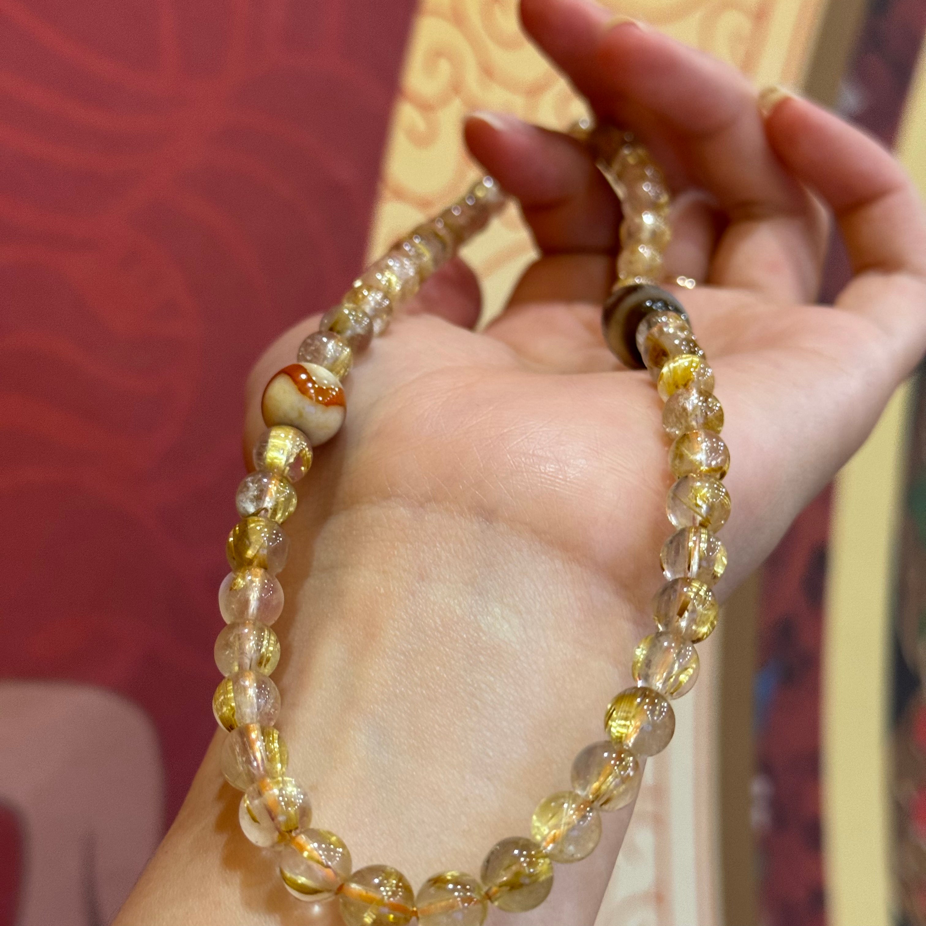 PurePeak Natural Citrine Three-Eye Dzi Fortune Pendant