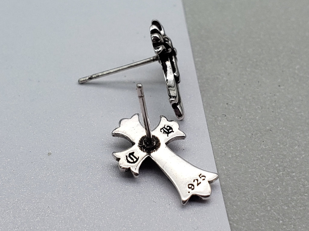 Chrome jewels Earrings,Cross Flower Earrings,  A Pair of Stud Earrings