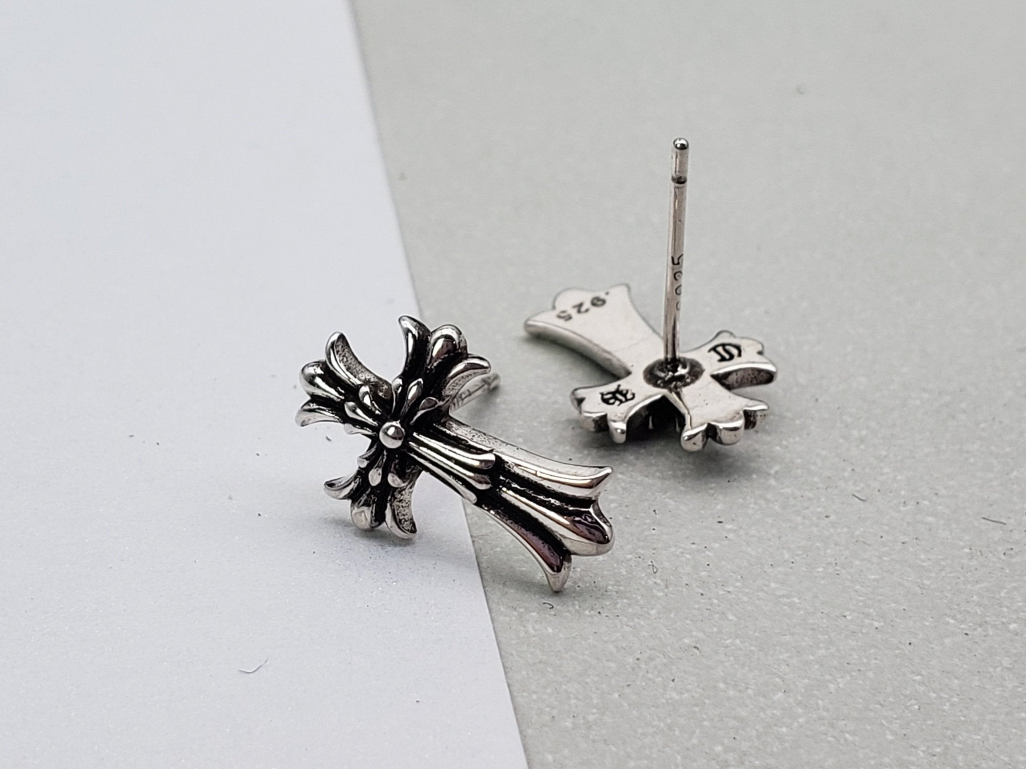 Chrome jewels Earrings,Cross Flower Earrings,  A Pair of Stud Earrings