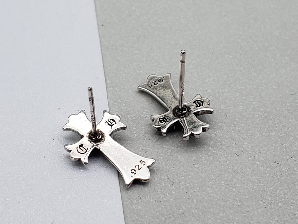 Chrome jewels Earrings,Cross Flower Earrings,  A Pair of Stud Earrings