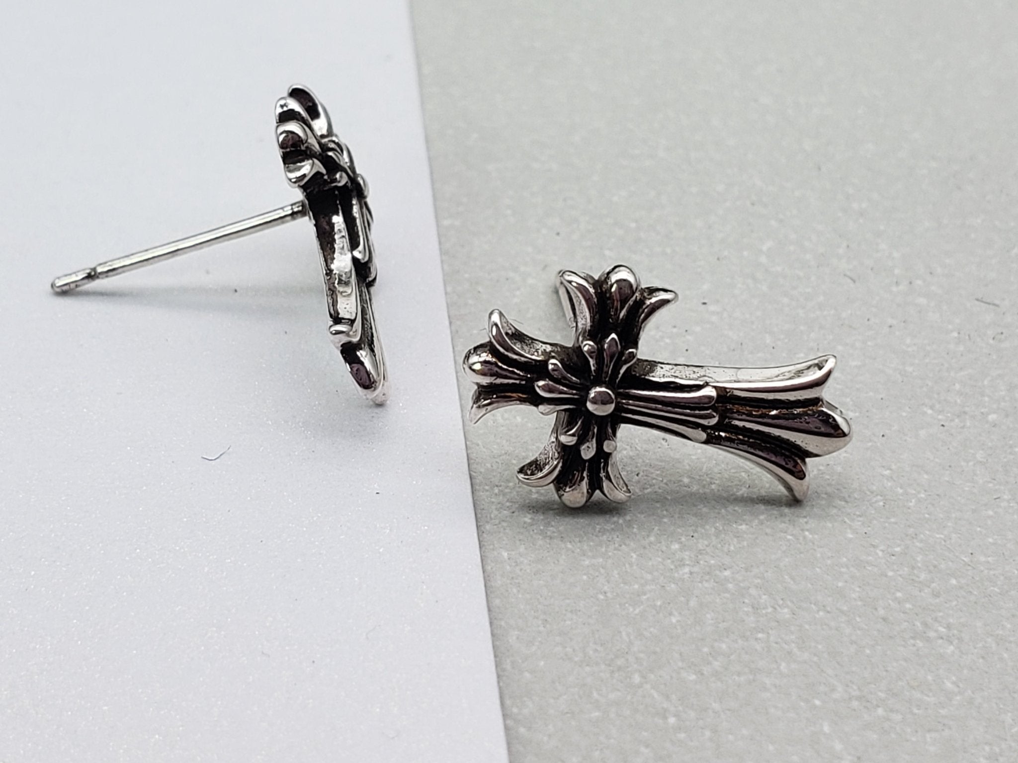 Chrome jewels Earrings,Cross Flower Earrings,  A Pair of Stud Earrings