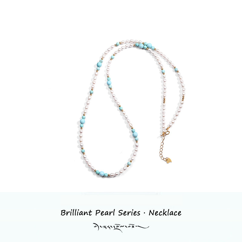 PurePeak “Brilliant Pearl Series”Turquoise Clavicle Necklace